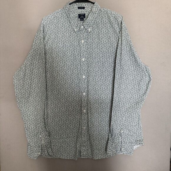 J. Crew Flex Wash Shirt XXL 2XL Floral Print Mens Green Button Down Classic Fit - Picture 1 of 7